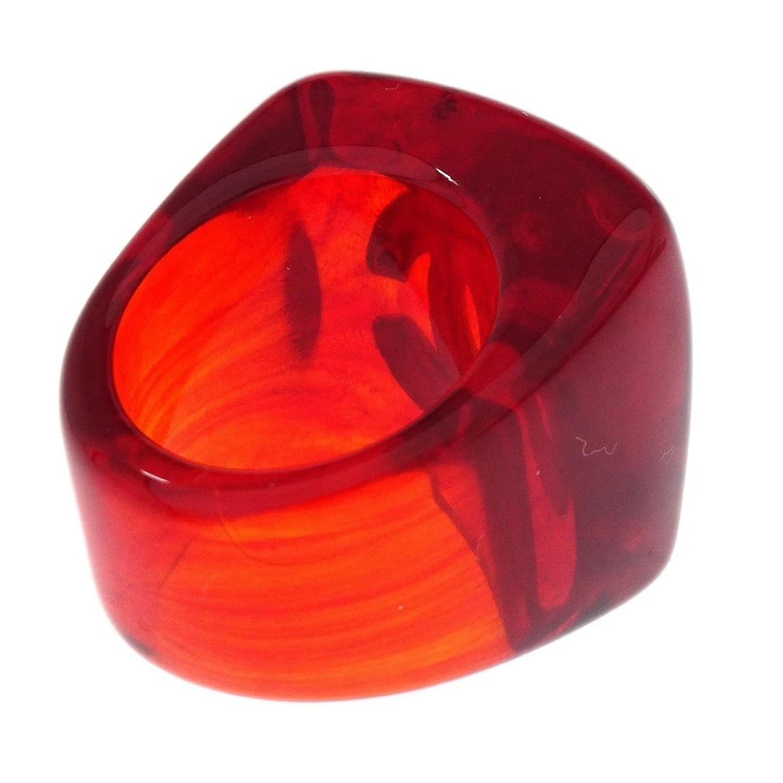 CHANEL RING RED ACRYLIC - 3