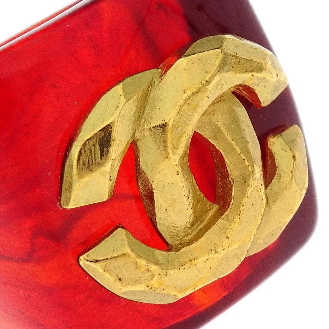 CHANEL RING RED ACRYLIC - 4