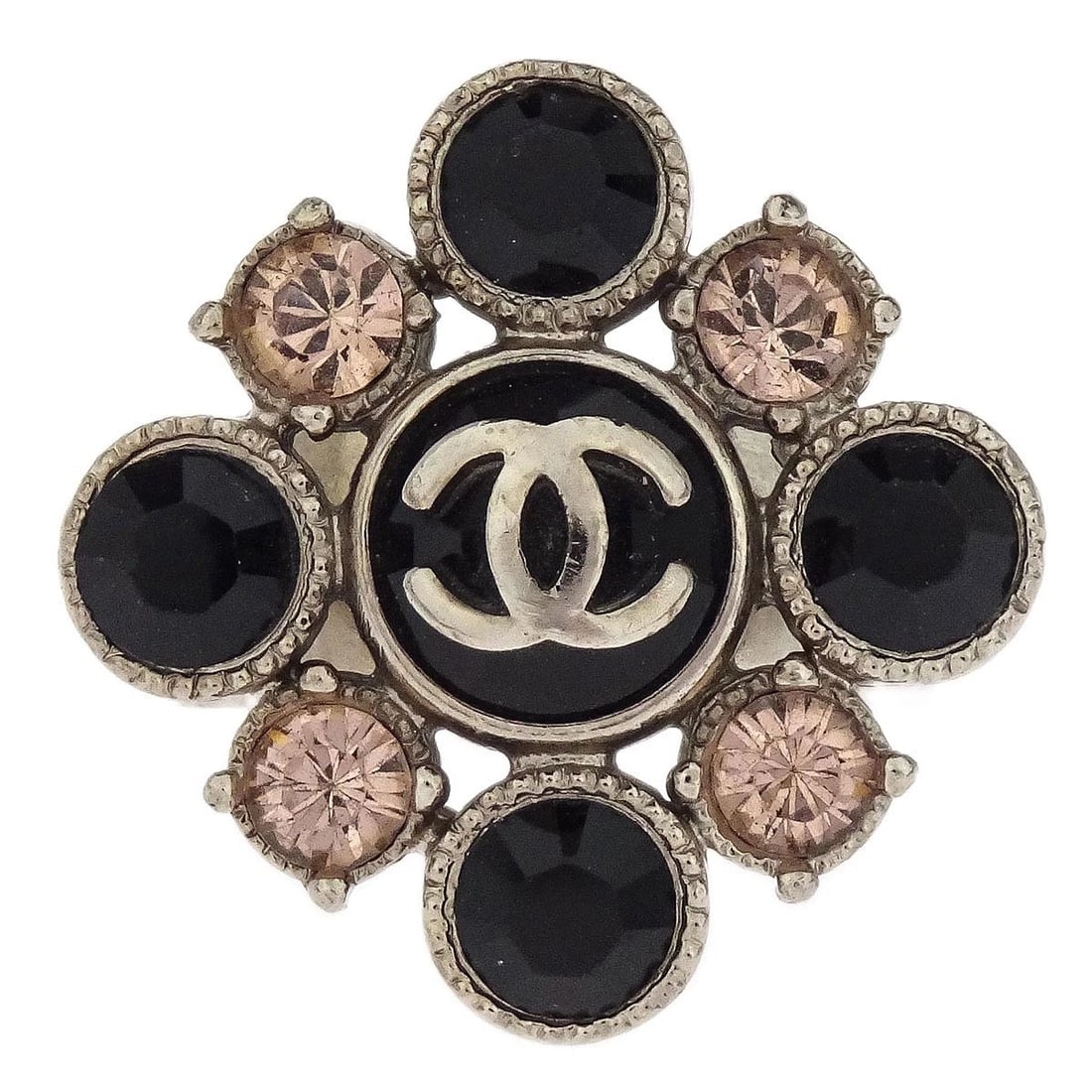 CHANEL CC RING RHINESTONE SILVER: Chanel CC Ring Rhinestone Silver Brand: Chanel Type/Style: Ring Material: Gold Plated, Color: Silver Size: 6.25 - 6.5 US Accessories: None Accessories Notice: When purchasing pre-owned goo
