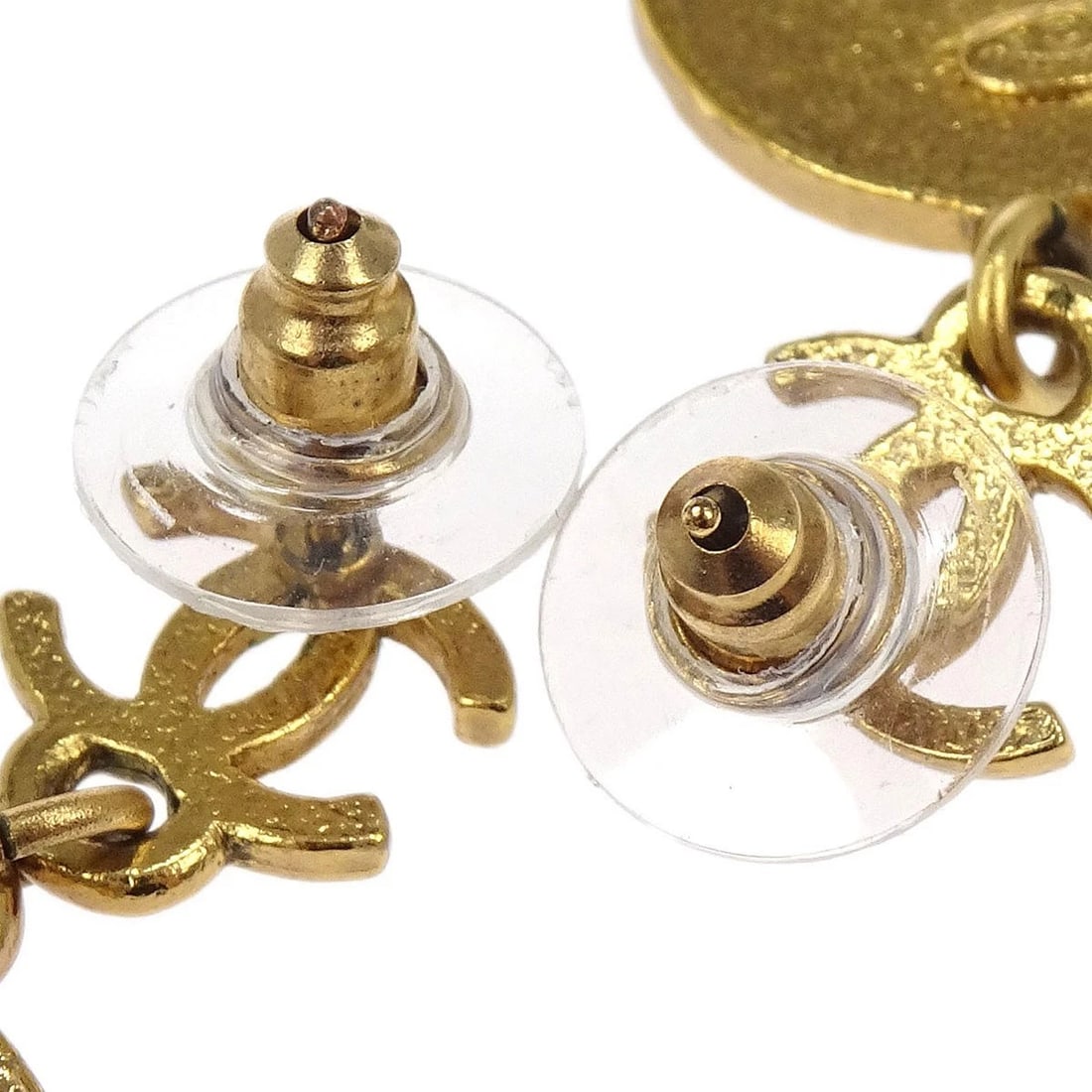 CHANEL DANGLE CC BUTTON PIERCED EARRINGS - 3