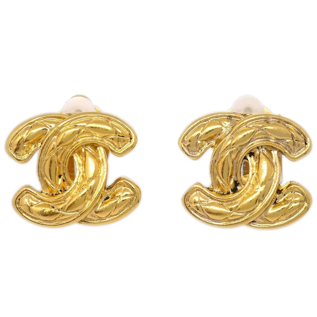 CHANEL GOLD CC EARRINGS CLIP-ON (1 of 3)