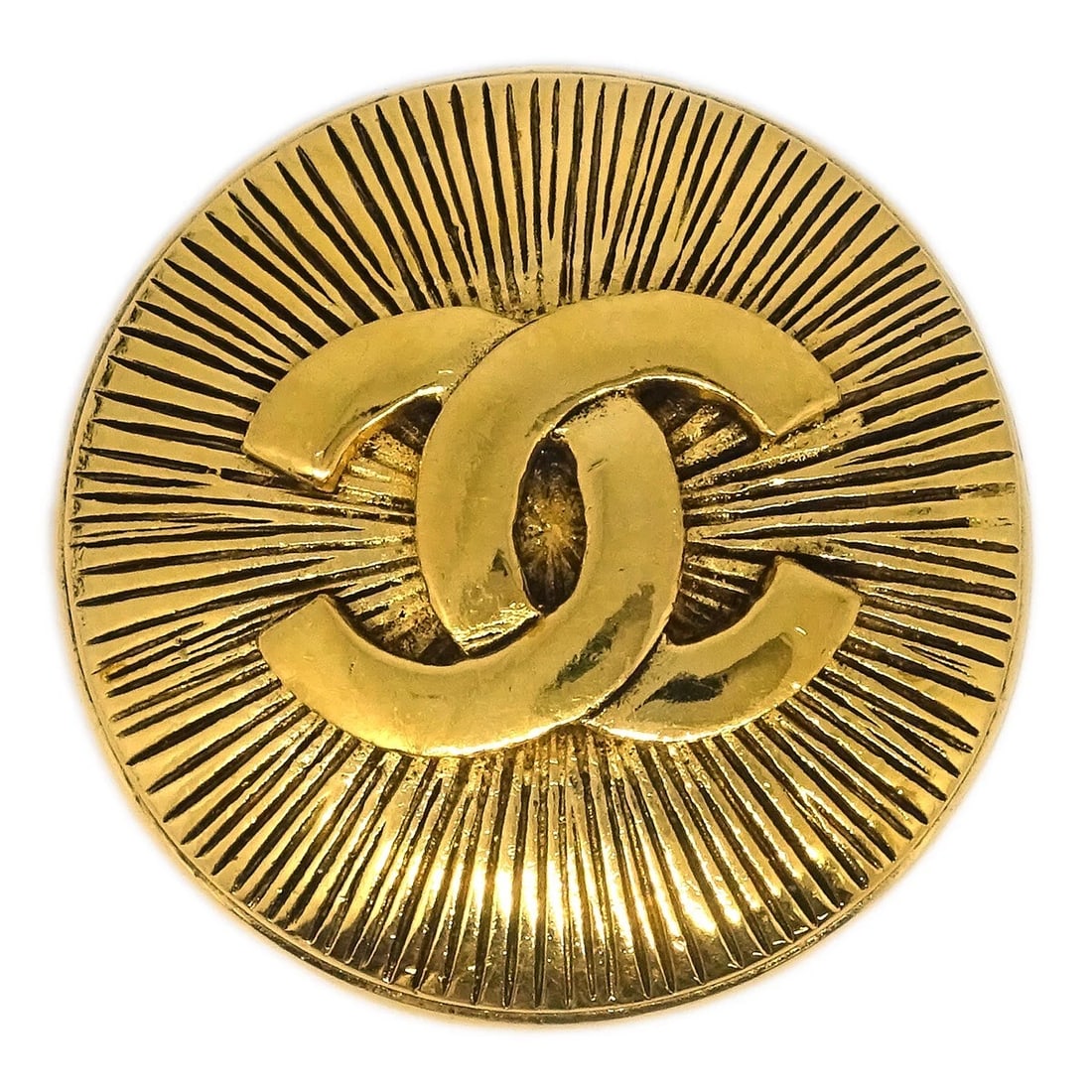 CHANEL BROOCH PIN GOLD: Chanel Brooch Pin Gold Brand: CHANEL Type/Style: Brooch Material: Gold plated, Color: Gold Size: Diameter: 3.3 cm Accessories: None Accessories Notice: When purchasing pre-owned goods, please