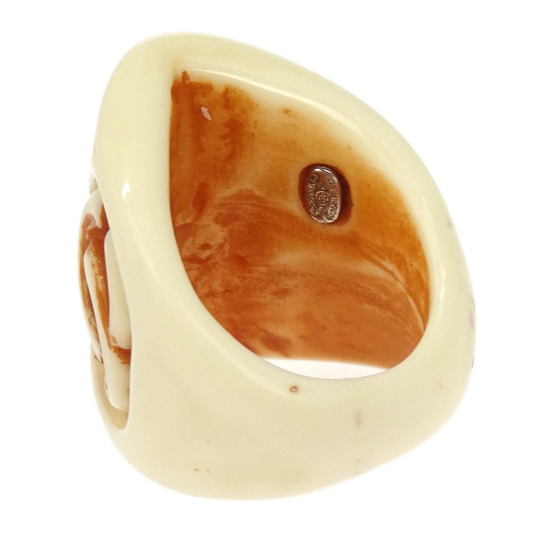 CHANEL RING ACRYLIC OFF-WHITE - 3