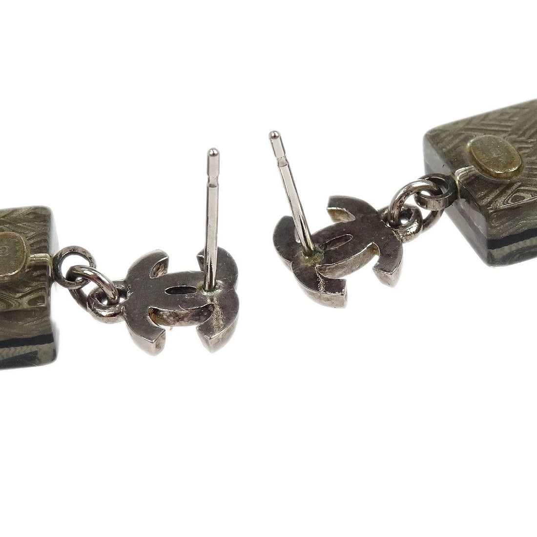 CHANEL DANGLE PIERCED EARRINGS SILVER - 3