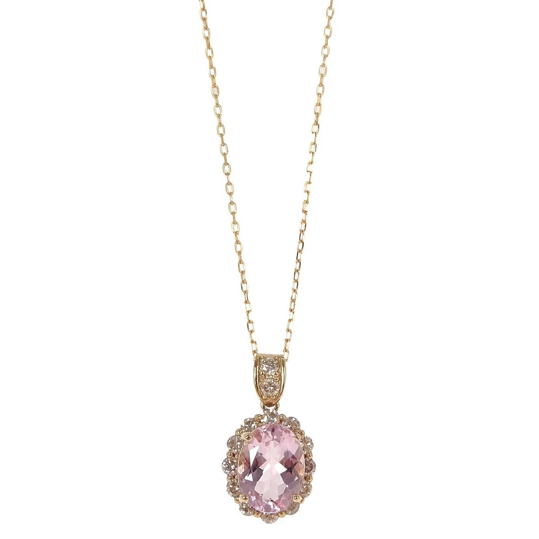 PENDANT NECKLACE MORGANITE 18K DIAMOND GOLD: Pendant Necklace Morganite 18K Diamond Gold Brand: No Brand Type/Style: Necklace Material: 18K, Color: Gold Size: Chain(Overall) : 45.0 cm Top: W 0.9 x H 1.5 cm Accessories: None Accessori