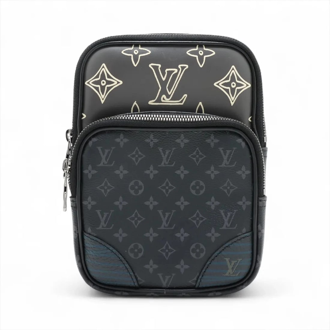 LOUIS VUITTON MONOGRAM ECLIPSE AMAZON SLING BAG: Louis Vuitton Monogram Eclipse amazon sling bag Brand: Louis Vuitton Type: Waist pouch/Body bag Material: Monogram Color: Black Size: Height:8.7inchLength:6.5inchDepth:2.4inch Accessories: