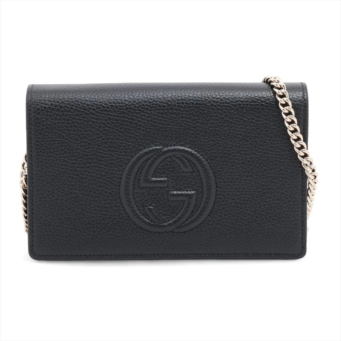 GUCCI SOHO LEATHER CHAIN WALLET BLACK: Gucci Soho Leather Chain Wallet Black Brand: Gucci Type: Long Wallet Material: Leather Color: Black Size: Height:4.7inchLength:7.9inchDepth:1.4inch Accessories: None Accessories Notice: Wh
