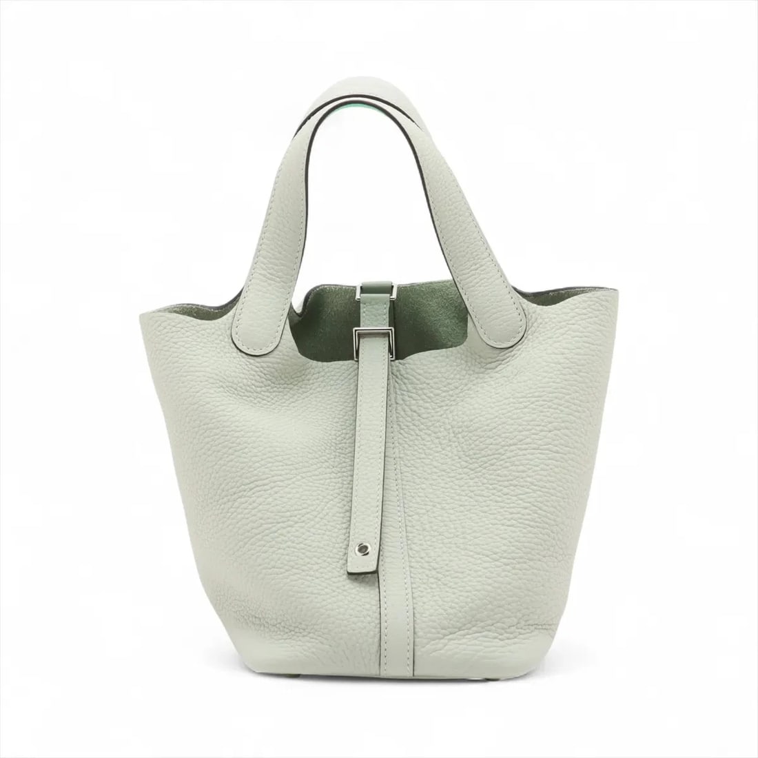 TAURILLON CLEMENCE X VAUX SWIFT GRINEVEH: Taurillon Clemence x Vaux Swift grineveh Brand: Hermes Type: Hand bag Material: Taurillon Clemence Color: Grineveh Size: Height:7.3inch Length:7.1inch Depth:5.1inch Handle height:4.7inch 