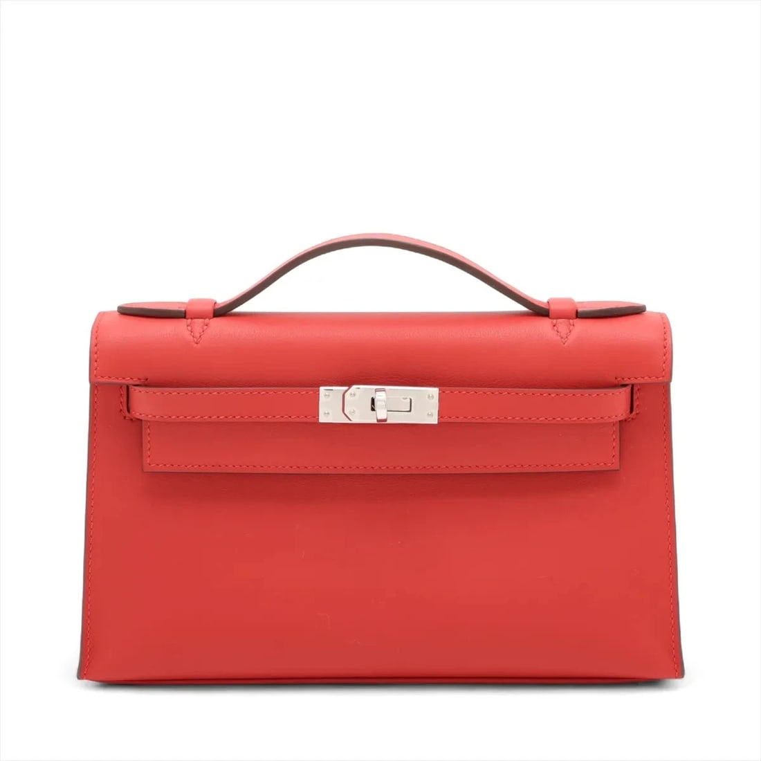 Hermes POCHETTE KELLY MINI VEAU SWIFT ROUGE: Hermes Pochette Kelly Mini Veau Swift ROUGE Brand: Hermes Type: Hand bag Material: Veau Swift Color: ROUGE LADUE Size: Height:4.9inch Length:8.7inch Depth:2.8inch Handle height:1.2inch 