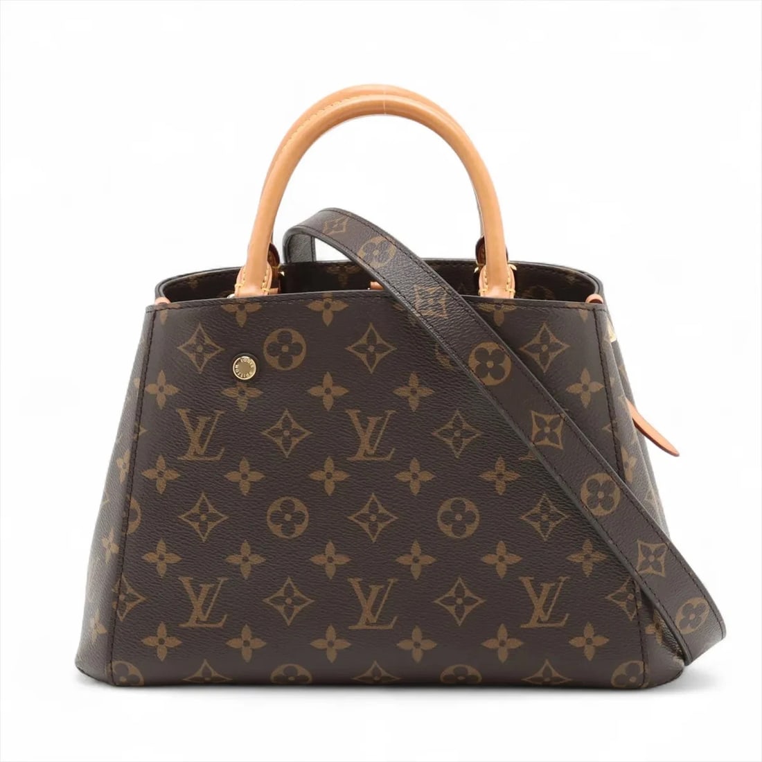 LOUIS VUITTON MONOGRAM MONTAIGNE BB BROWN: Louis Vuitton Monogram Montaigne BB Brown Brand: Louis Vuitton Type: Hand bag Material: Monogram Color: Brown Size: Height:7.9inch Length:11.4inch Depth:5.1inch Handle height:3.7inch Shoulder heig