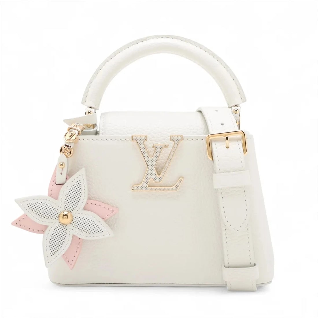 LOUIS VUITTON TAURILLON CAPUCINESMINI WHITE: Louis Vuitton Taurillon CapucinesMINI White Brand: Louis Vuitton Type: Hand bag Material: None Color: White Size: Height:5.7inch Length:7.9inch Depth:3.0inch Handle height:2.2inch Shoulder height: