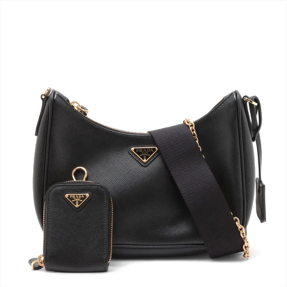 PRADA SAFFIANO LEATHER 2 WAY SHOULDER BAG BLACK (1 of 5)