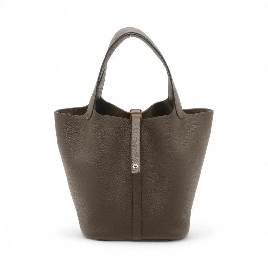 Hermes PICOTIN LOCK 22 MM TAURILLON CLEMENCE: Hermes Picotin Lock 22 MM Taurillon Clemence Brand: Hermes Type: Hand bag Material: Taurillon Clemence Color: Vale Veronese Size: Height:8.7inch Length:8.7inch Depth:7.1inch Handle height:6.3inch