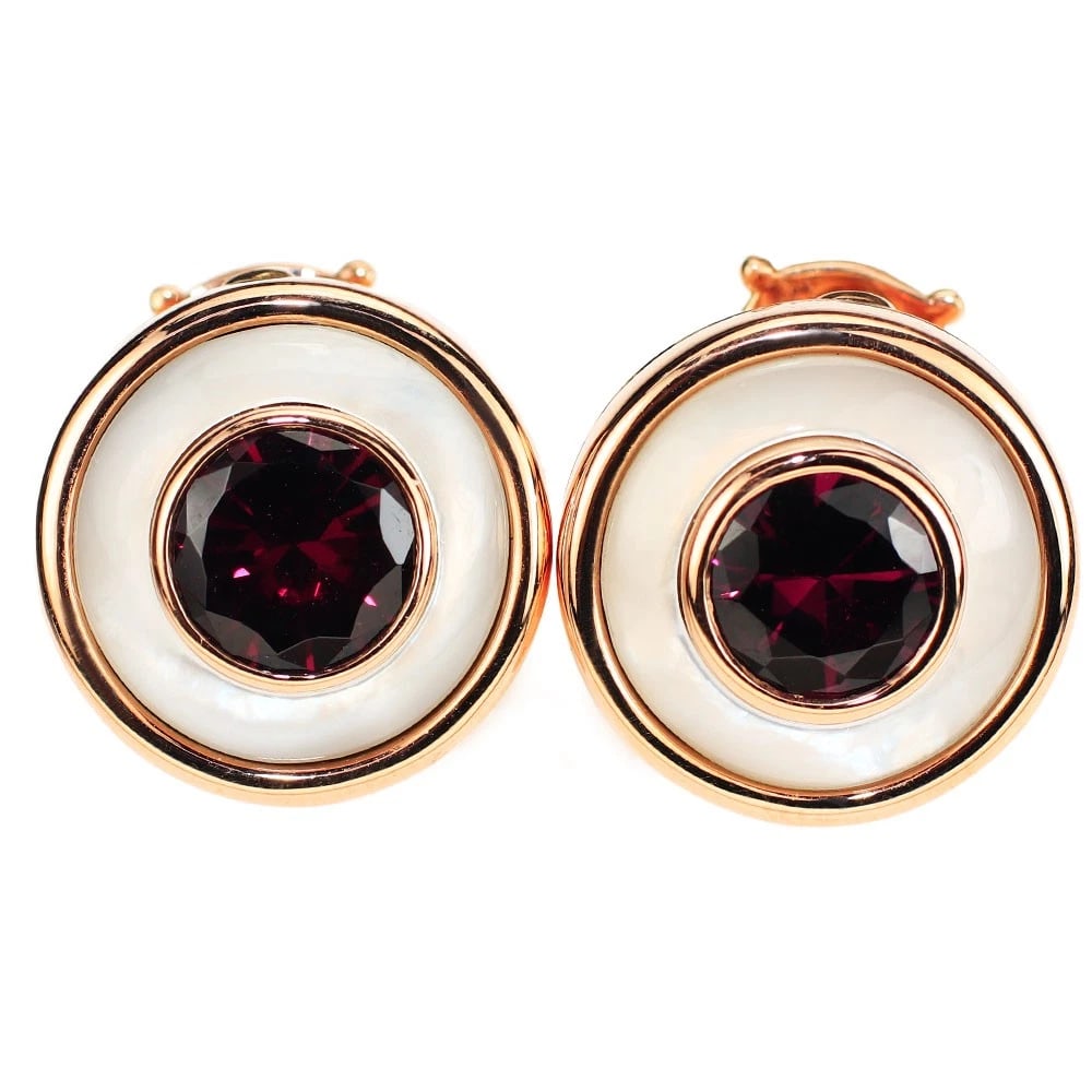 MAUBOUSSIN K18WG/PG GARNET SHELL EARRING AND EARRING: MAUBOUSSIN K18WG/PG garnet shell earring and earring Brand: Mauboussin Type/Style: piercing Material: Metal Purity None, Metal K18WG/PG, Main Stone/Creation garnet Color: none Size: