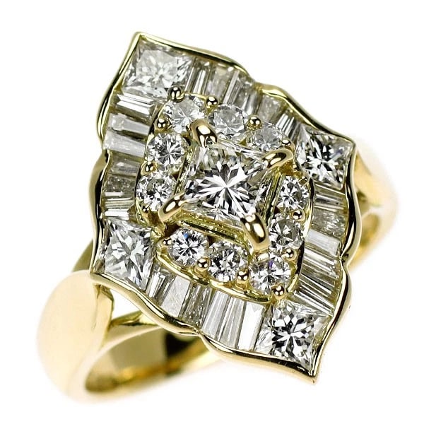 K18YG DIAMOND RING: K18YG Diamond Ring Brand: None Type/Style: Ring Material: Metal Purity K18, Metal Gold, Main Stone/Creation Natural Color: Yellow Gold Size: 5.25 US Accessories: None Accessories Notice: When
