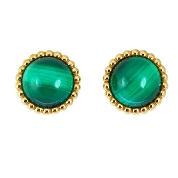 VAN CLEEF & ARPELS K18YG MALACHITE EARRINGS: Van Cleef & Arpels K18YG Malachite Earrings Brand: Van Cleef & Arpels Type/Style: piercing Material: Metal Purity K18, Metal Gold, Color: None Size: Length/Width/Diameter13.0 Accessories: None