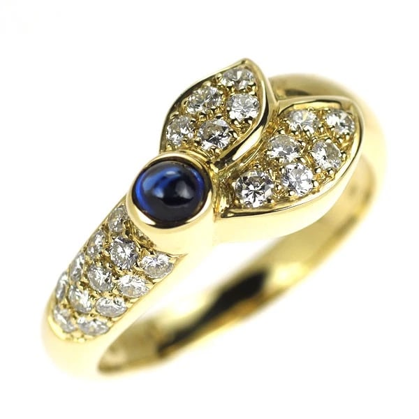 K18YG SAPPHIRE DIAMOND RING: K18YG Sapphire Diamond Ring Brand: None Type/Style: Ring Material: Metal Purity K18, Metal Gold, Main Stone/Creation sapphires Color: Yellow Gold Size: 6 US Accessories: None Accessories