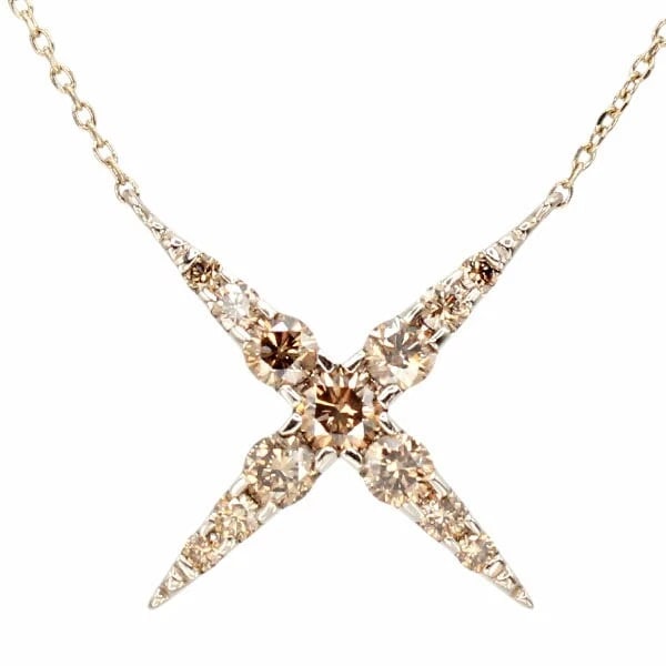 KASHIKEY NAKED CROSS BROWN DIAMOND NECKLACE: Kashikey Naked Cross Brown Diamond Necklace Brand: Kashikey Type/Style: Necklace Material: 18KBG, Color: Gold Size: Length: Approximately 42cm-47cm. Top: Approximately W20mm x H19mm. 