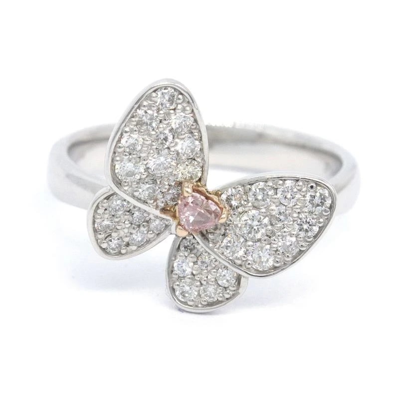 FANCY INTENSE ORANGEY PINK DIAMOND RING - 2