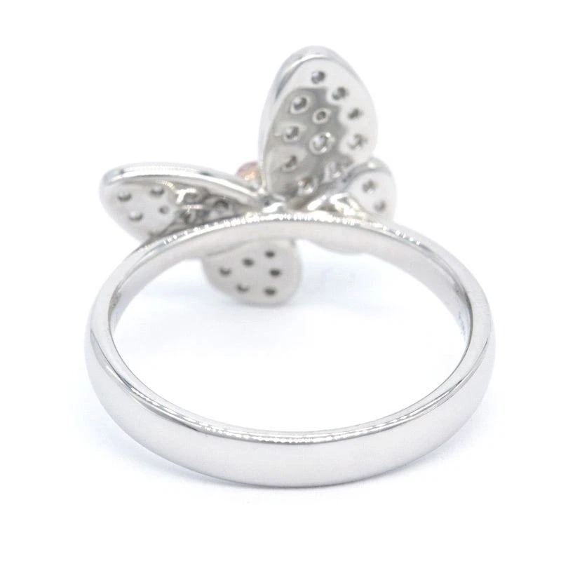 FANCY INTENSE ORANGEY PINK DIAMOND RING - 3