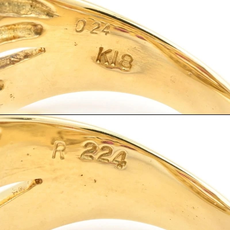 NATURAL RUBY RING 18K YG DIAMOND WAVE DESIGN - 2