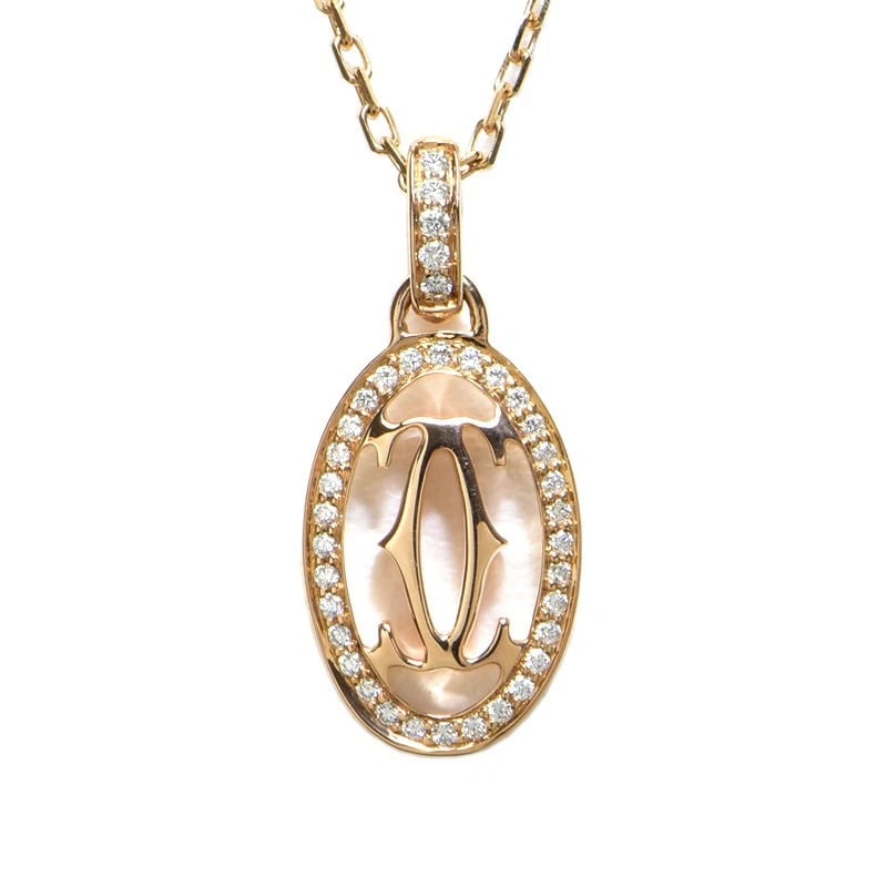 CARTIER DOUBLE C NECKLACE 18K PG DIAMOND: Cartier Double C Necklace 18K PG diamond Brand: Cartier Type/Style: Necklace Material: K18PG, Main Stone/Creation natural Color: gold Size: Effective length 37cm/40cm Chain width 1.1mm Motif