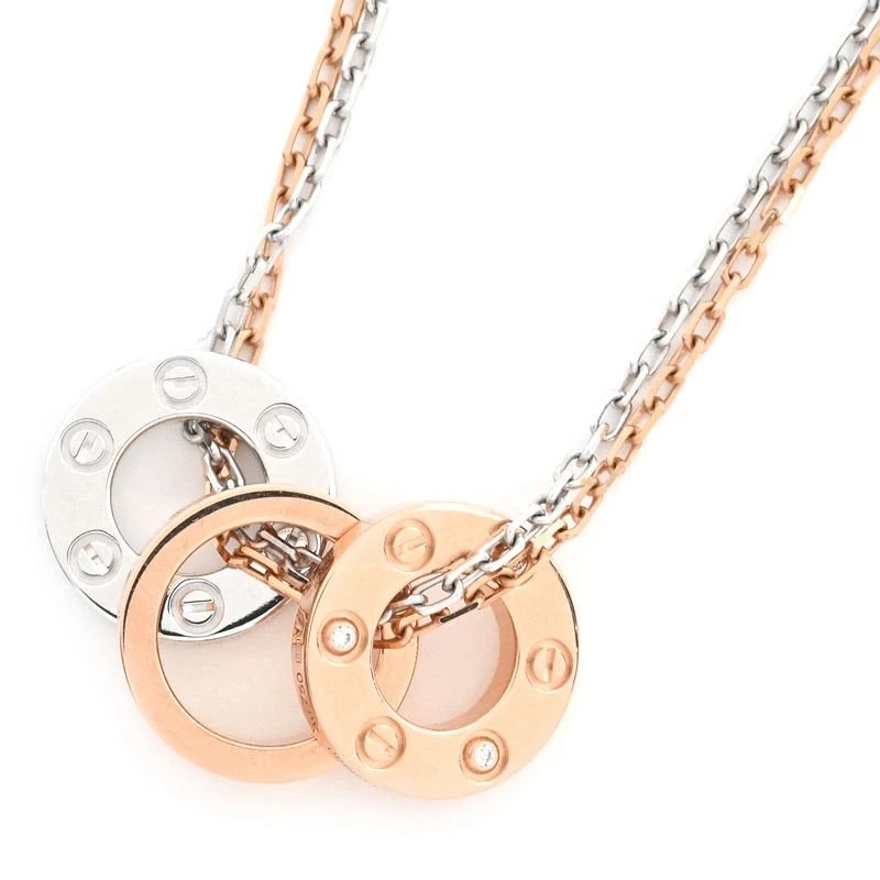 CARTIER LOVE SLEEVE HOOP NECKLACE: Cartier Love Sleeve Hoop Necklace Brand: Cartier Type/Style: Necklace Material: K18PG, Main Stone/Creation natural Color: Multicolor Size: Effective length 38cm/40cm Chain width per chain