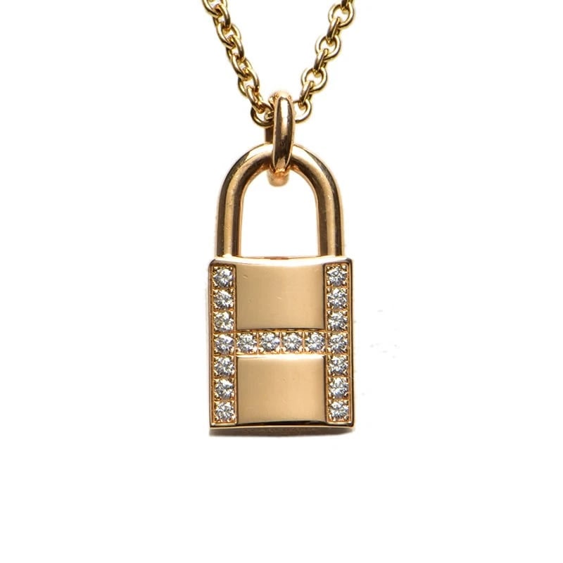 HERMES PENDANT KELLY CADENA 18K PG DIAMOND: Hermes Pendant Kelly Cadena 18K PG diamond Brand: Hermes Type/Style: Pendant Material: 18kPG, Main Stone/Creation natural Color: Gold Size: Effective length 38cm/40cm Chain width 1.3mm Motif