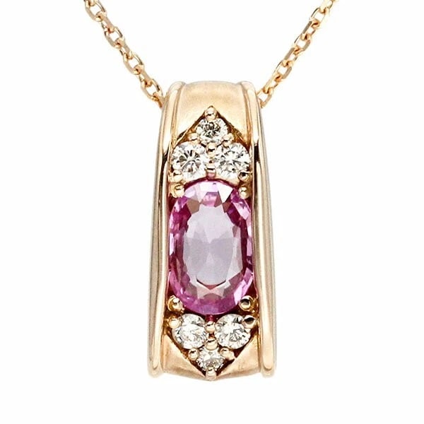 18K PINK GOLD SAPPHIRE DIAMOND SLIDE CHAIN NECKLACE: 18K Pink Gold Sapphire Diamond Slide Chain Necklace Brand: Unbranded Type/Style: Necklace Material: K18PG, Main Stone/Creation Pink sapphire Color: Gold Size: Length: Maximum approx. 45cm.