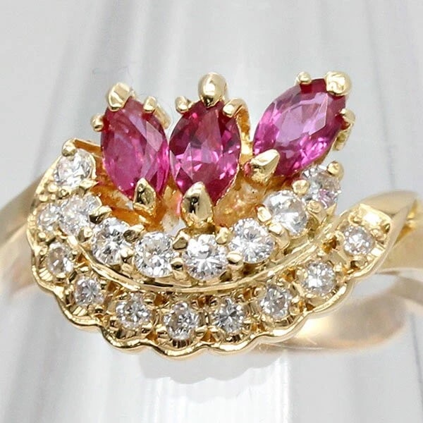 18K YG RUBY DIAMOND RING - 2
