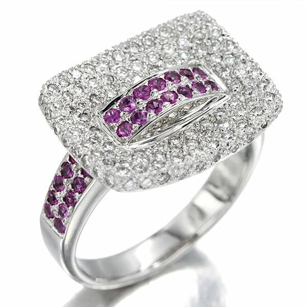 18K WHITE GOLD DIAMOND & PINK SAPPHIRE RING: 18K White Gold Diamond & Pink Sapphire Ring Brand: Unbranded Type/Style: Ring Material: K18WG, Main Stone/Creation natural Color: Gold Size: 6.5 US Accessories: None Accessories Notice: When