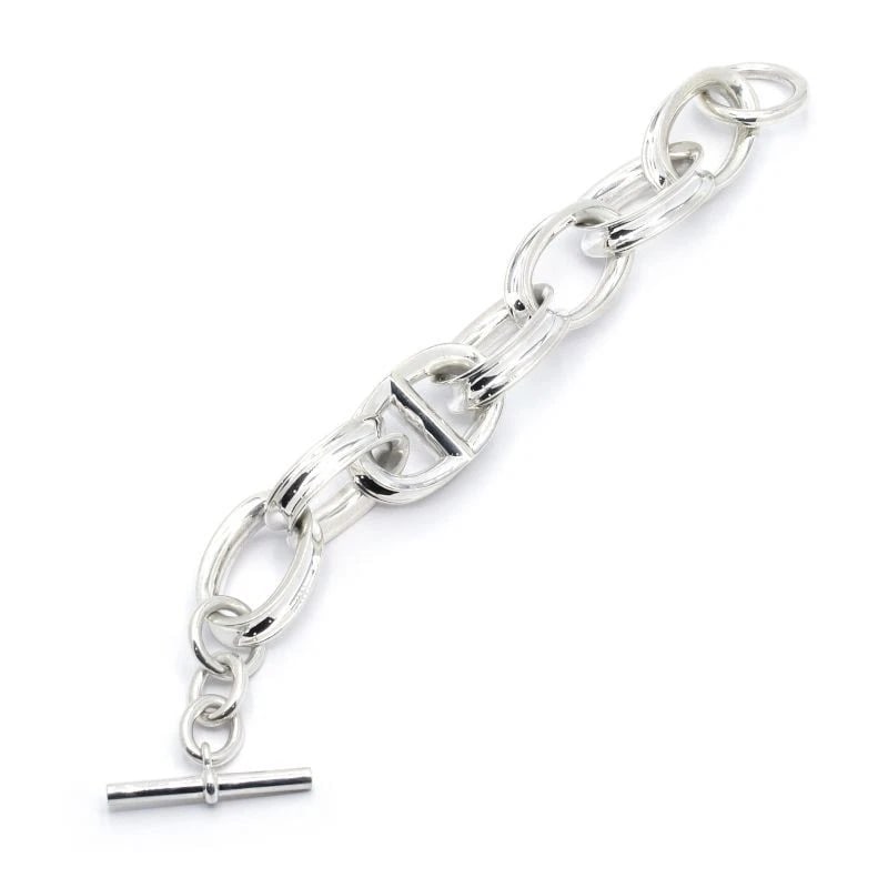 HERMES THICK SILVER CHAIN BRACELET - 2