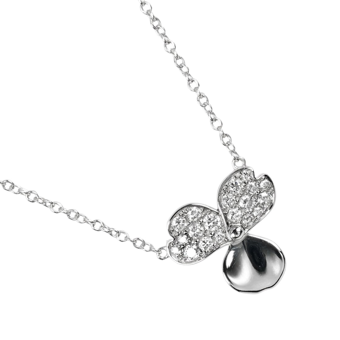 TIFFANY & CO. PAPER FLOWER DIAMOND NECKLACE PT950: Tiffany & Co. Paper Flower Diamond Necklace Pt950 Brand: Tiffany & Co. Type/Style: Necklace Material: Platinum 950, Main Stone/Creation natural Color: Silver Size: Pendant Motif Size12.2 mm x