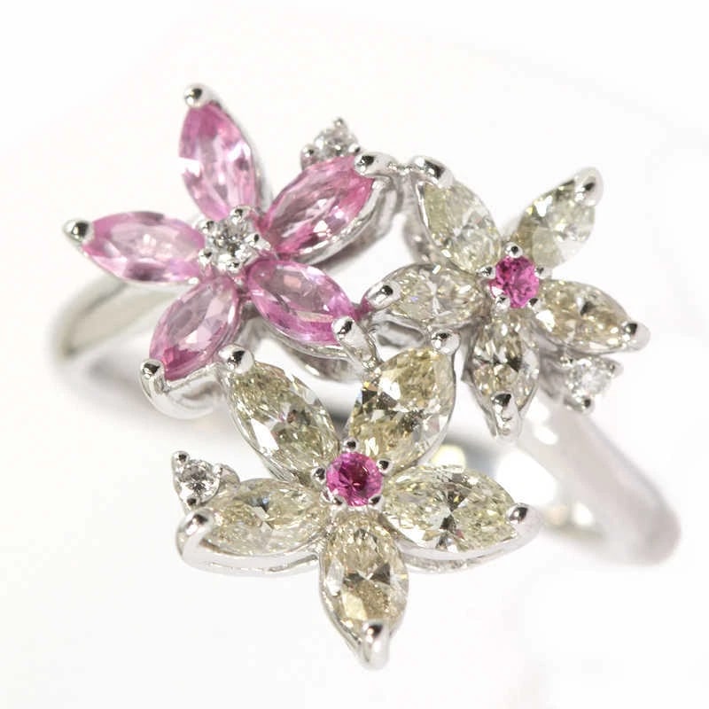 PINK SAPPHIRE DIAMOND RING 18K WG WHITE GOLD: Pink Sapphire Diamond Ring 18K WG White Gold Brand: Unbranded Type/Style: Ring Material: 18K White Gold, Main Stone/Creation Natural Color: Silver Size: 5.5US Accessories: None Accessories
