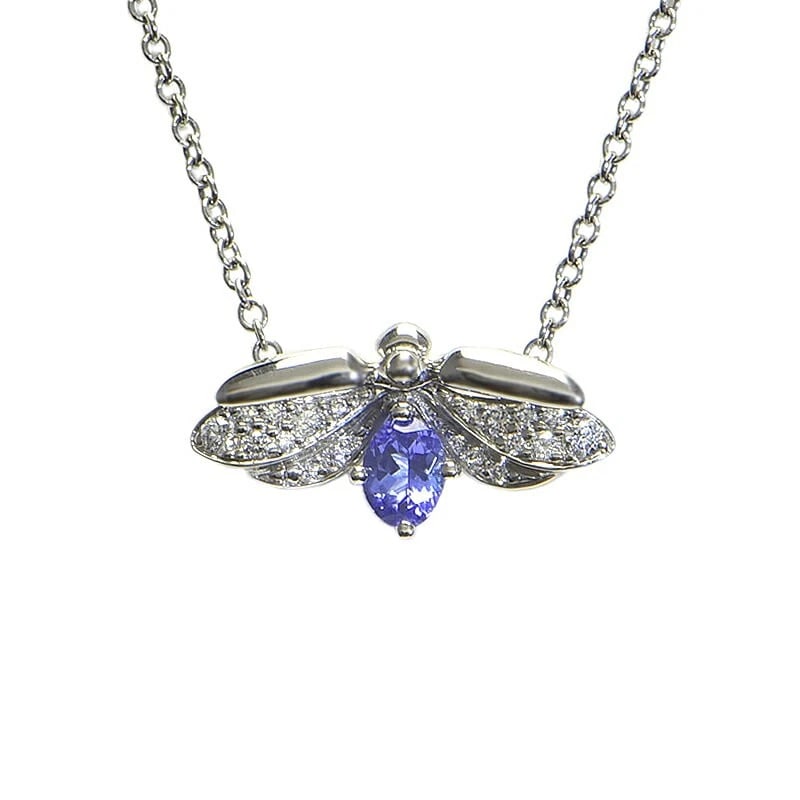 TIFFANY & CO. PAPER FLOWERS FIREFLY PENDANT: Tiffany & Co. Paper Flowers Firefly Pendant Brand: Tiffany & Co. Type/Style: Pendant Material: Pt950, Main Stone/Creation Tanzanite Color: Silver Size: Effective length 40cm, motif 15.1 x