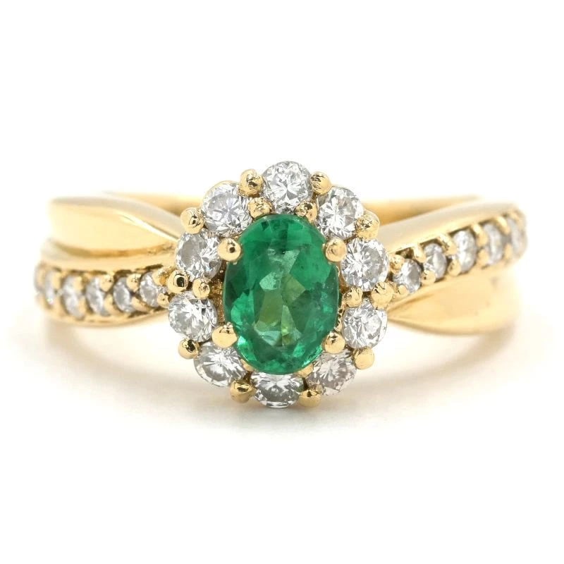 NATURAL EMERALD FLOWER RING 18K - 2