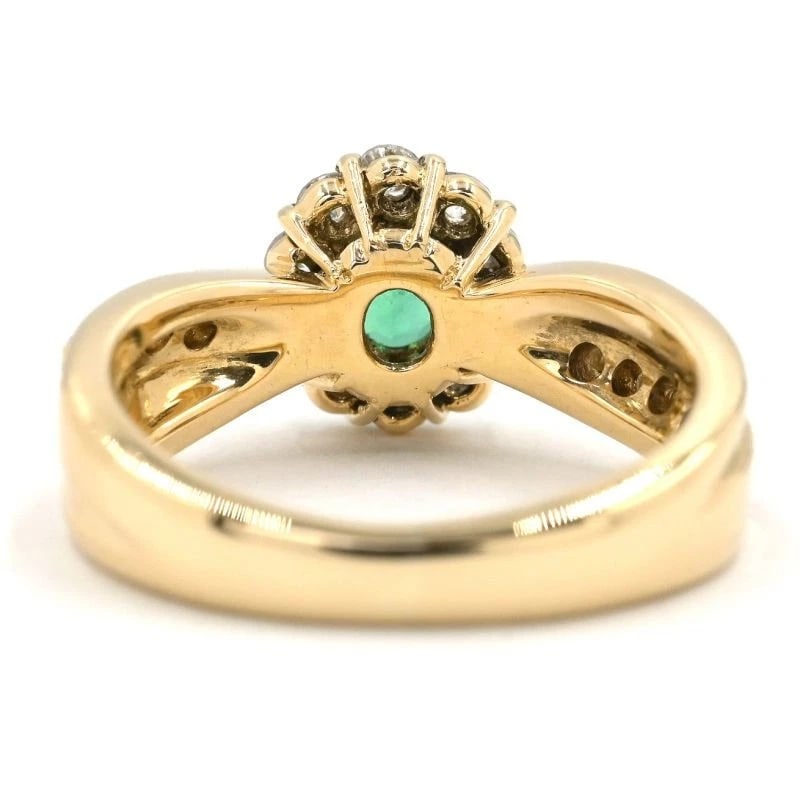 NATURAL EMERALD FLOWER RING 18K - 3