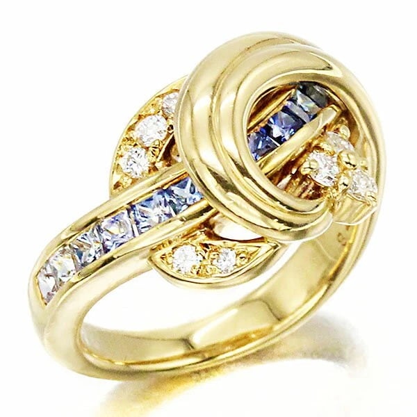 JEUNET 18K YG SAPPHIRE DIAMOND RING: Jeunet 18K YG Sapphire Diamond Ring Brand: Jeunet Type/Style: Ring Material: 18K YG, Main Stone/Creation Sapphire Color: Gold Size: 6US Accessories: None Accessories Notice: When purchasing