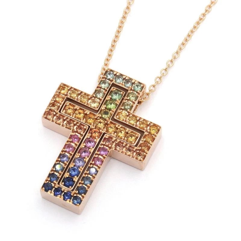 DAMIANI BELLE EPOQUE NECKLACE 18K PG MULTICOLOR SAPPHIRE: Damiani Belle Epoque Necklace 18K PG multicolor sapphire Brand: Damiani Type/Style: Necklace Material: k18PG, Main Stone/Creation Sapphire Color: Gold Size: Effective length 42.5cm/51cm Chain