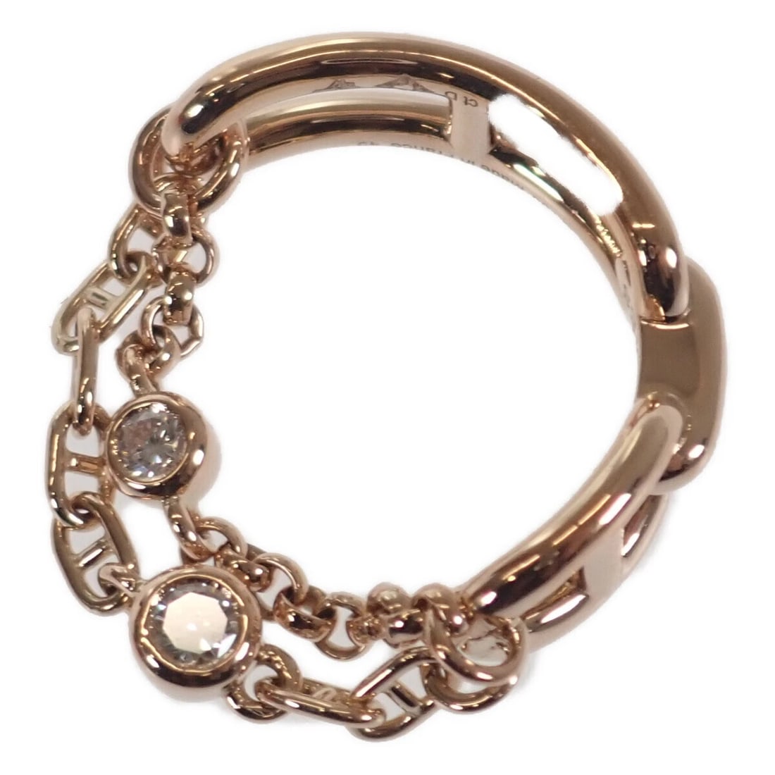 HERMES CHAINE DANCRE CHAOS 18K ROSE GOLD: Hermes Chaine dAncre Chaos 18K Rose Gold Brand: HERM?S Type/Style: Ring Material: 18KRG, Main Stone/Creation natural Color: Gold Size: 4.75US Accessories: None Accessories Notice: When