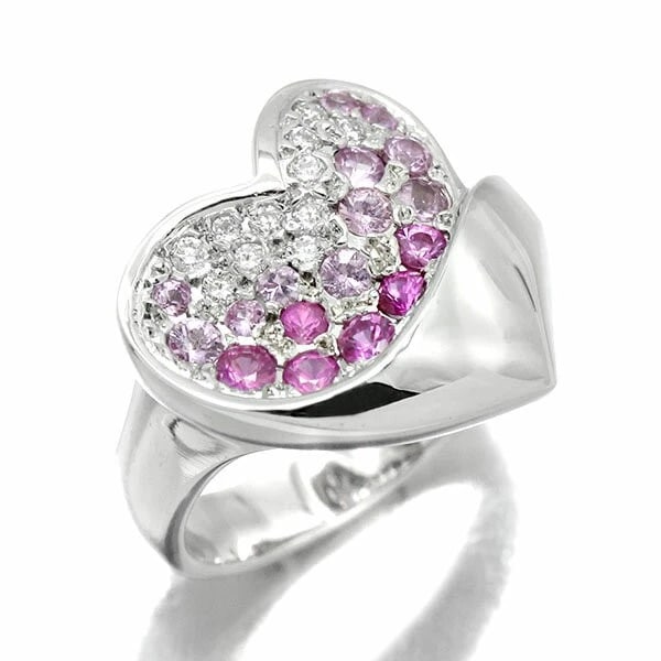 18K WG HEART PINK SAPPHIRE DIAMOND RING: 18K WG Heart Pink Sapphire Diamond Ring Brand: Star Jewelry Type/Style: Ring Material: K18WG, Main Stone/Creation Pink sapphire Color: Gold Size: 5.5US Accessories: None Accessories Notice