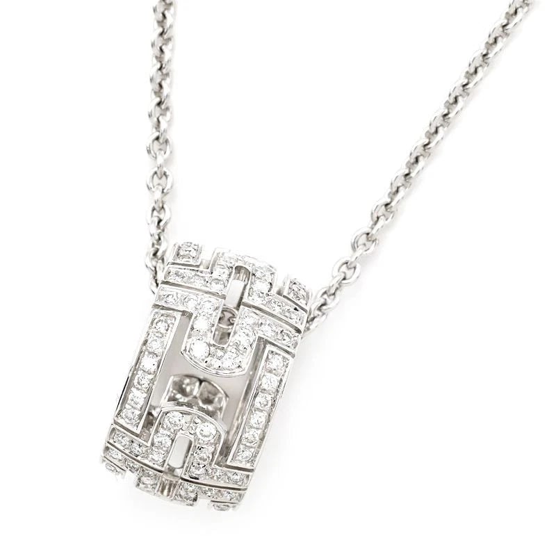 BVLGARI PARENTESI NECKLACE 18K WG FULL DIAMOND GEOMETRIC: Bvlgari Parentesi Necklace 18K WG Full Diamond Geometric Brand: Bvlgari Type/Style: Necklace Material: K18WG, Main Stone/Creation Natural Color: Silver Size: Effective length