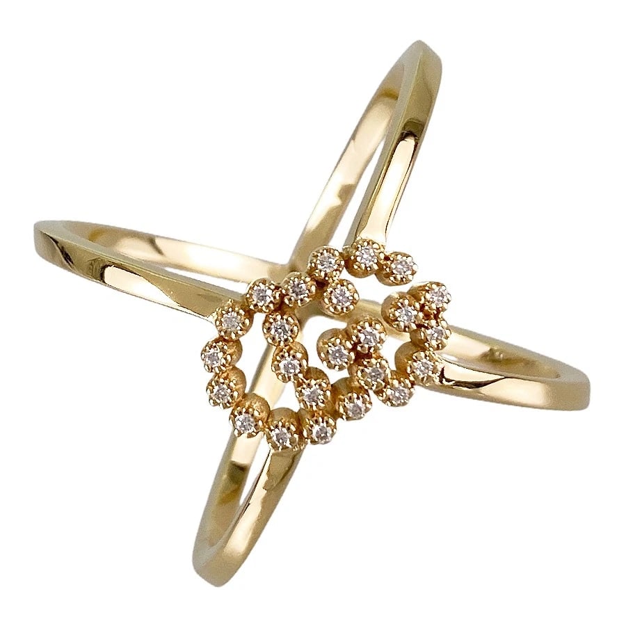 GUCCI GG RUNNING YELLOW GOLD DIAMOND RING: GUCCI GG running Yellow gold Diamond Ring Brand: GUCCI Type/Style: Ring Material: 18K Yellow Gold, Main Stone/Creation Natural Color: Gold Size: US:7 Accessories: None Accessories Notice: W