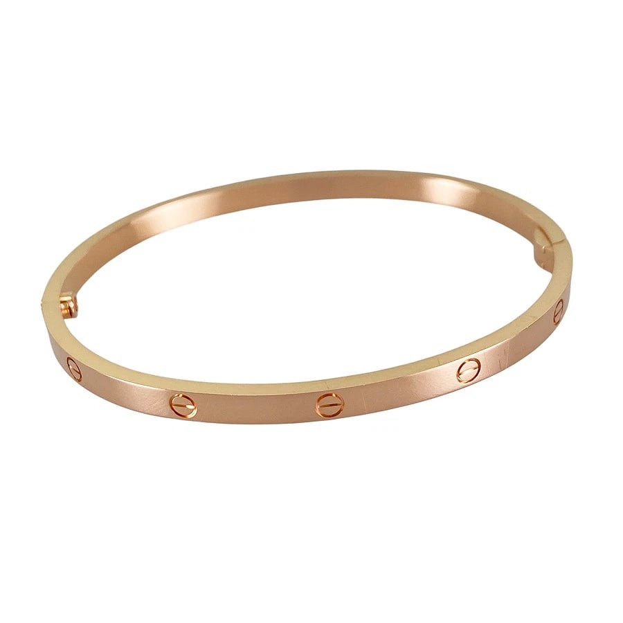 CARTIER LOVE SM ROSE GOLD BRACELET: Cartier Love SM Rose gold Bracelet Brand: Cartier Type/Style: Bracelet Material: 18K Pink Gold, Color: Gold Size: Wrist Size:16cm Bracelet width:3.6mm Accessories: None Accessories Notice: