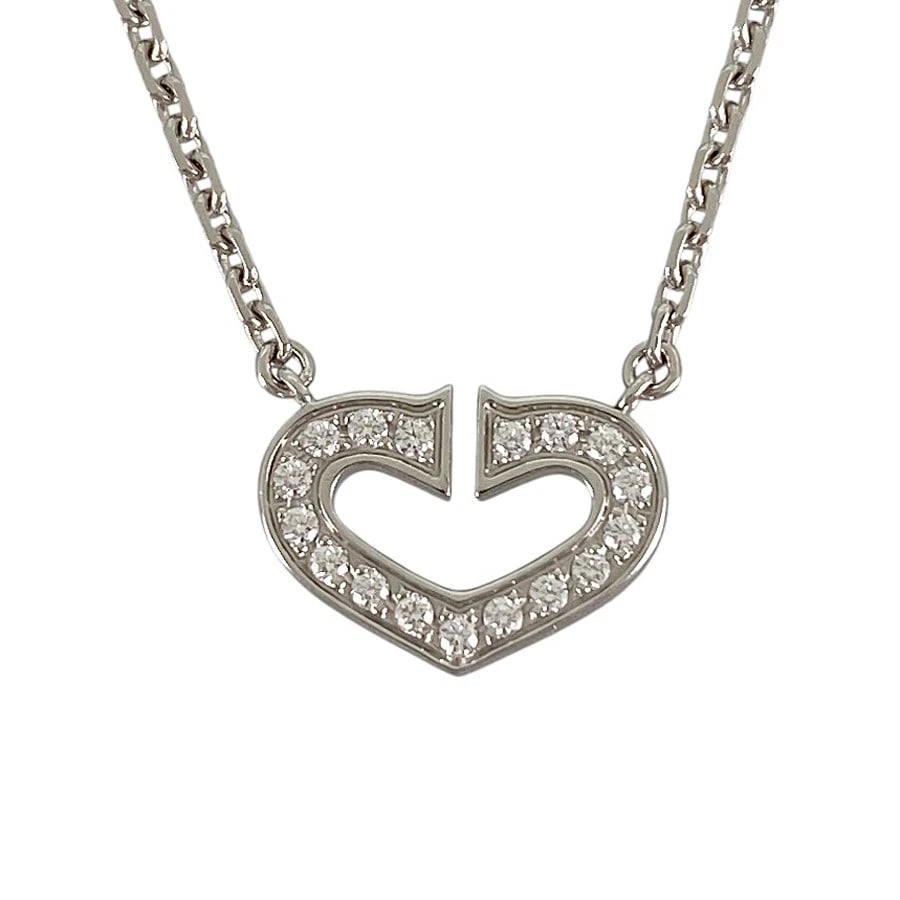 CARTIER C HEART WHITE GOLD DIAMOND NECKLACE: Cartier C Heart White gold Diamond Necklace Brand: Cartier Type/Style: Necklace Material: 18K White Gold, Main Stone/Creation Natural Color: Silver Size: Top size:9.0mm×12.3mm Necklace full