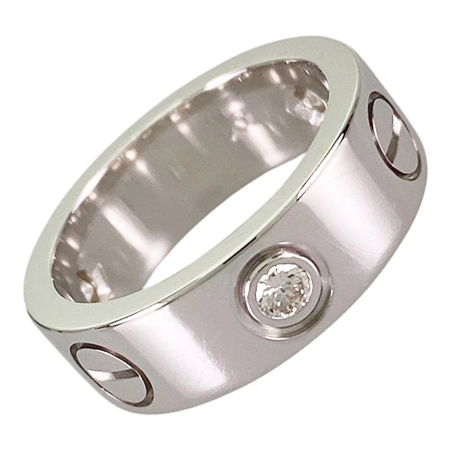 CARTIER LOVE WHITE GOLD DIAMOND RING: Cartier Love White gold Diamond Ring Brand: Cartier Type/Style: Ring Material: 18K White Gold, Main Stone/Creation Natural Color: Silver Size: US:3.5 Accessories: None Accessories Notice: When