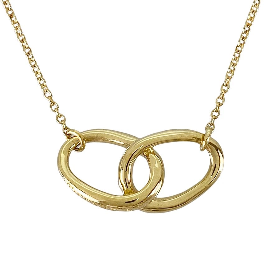 TIFFANY&CO. DOUBLE LOOP YELLOW GOLD NECKLACE: TIFFANY&Co. Double loop Yellow gold Necklace Brand: TIFFANY&Co. Type/Style: Necklace Material: 18K Yellow Gold, Color: Gold Size: Top size:19.2mm×8.6mm Necklace full length:40cm Accessories: