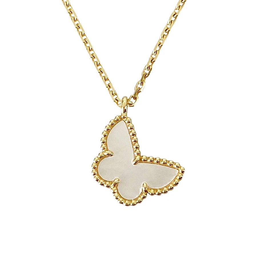 VAN CLEEF & ARPELS SWEET ALHAMBRA BUTTERFLY YELLOW GOLD SHELL NECKLACE: Van Cleef & Arpels Sweet Alhambra Butterfly Yellow gold Shell Necklace Brand: Van Cleef & Arpels Type/Style: Necklace Material: 18K Yellow Gold, Main Stone/Creation Shell Color: Gold Size: Top