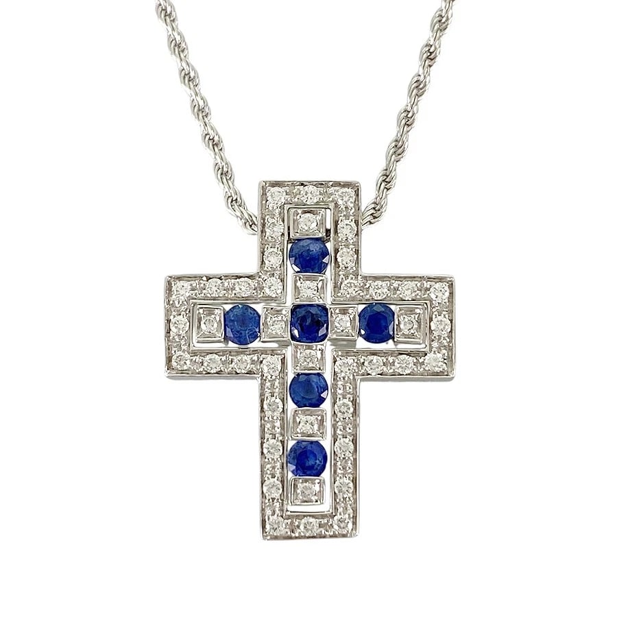 DAMIANI BELLE EPOQUE S WHITE GOLD SAPPHIRE DIAMOND NECKLACE: Damiani Belle Epoque S White gold Sapphire Diamond Necklace Brand: Damiani Type/Style: Necklace Material: 18K White Gold, Main Stone/Creation Sapphire Color: Silver Size: Top
