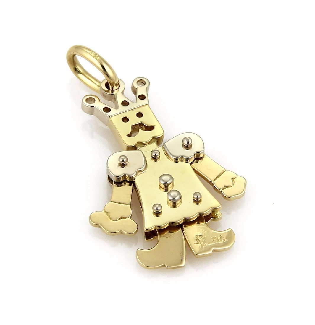 POMELLATO ANIMATED KING 18K GOLD CHARM PENDANT: Pomellato Animated King 18k Gold Charm Pendant Brand: Pomellato Type: Pendant Material: 18k yellow & white gold Color: none Size: Measurements: 1.70" long w/bail x 0.92" wide x 0.20" high